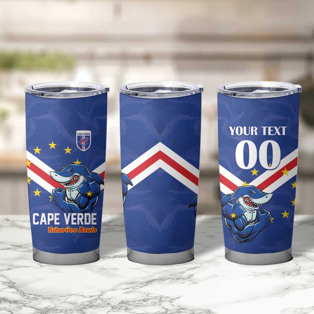 Custom Cape Verde Football Tumbler Cup Tubaroes Azuis Make History - Wonder Print Shop