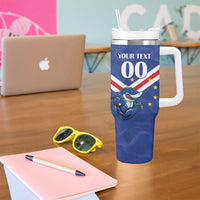 Custom Cape Verde Football Tumbler With Handle Tubaroes Azuis Make History - Wonder Print Shop