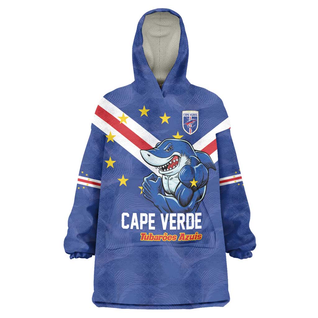Custom Cape Verde Football Wearable Blanket Hoodie Tubaroes Azuis Make History - Wonder Print Shop