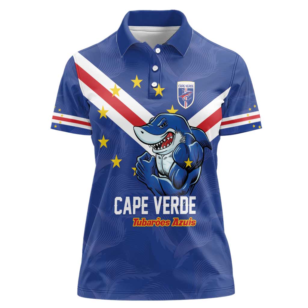 Custom Cape Verde Football Women Polo Shirt Tubaroes Azuis Make History - Wonder Print Shop