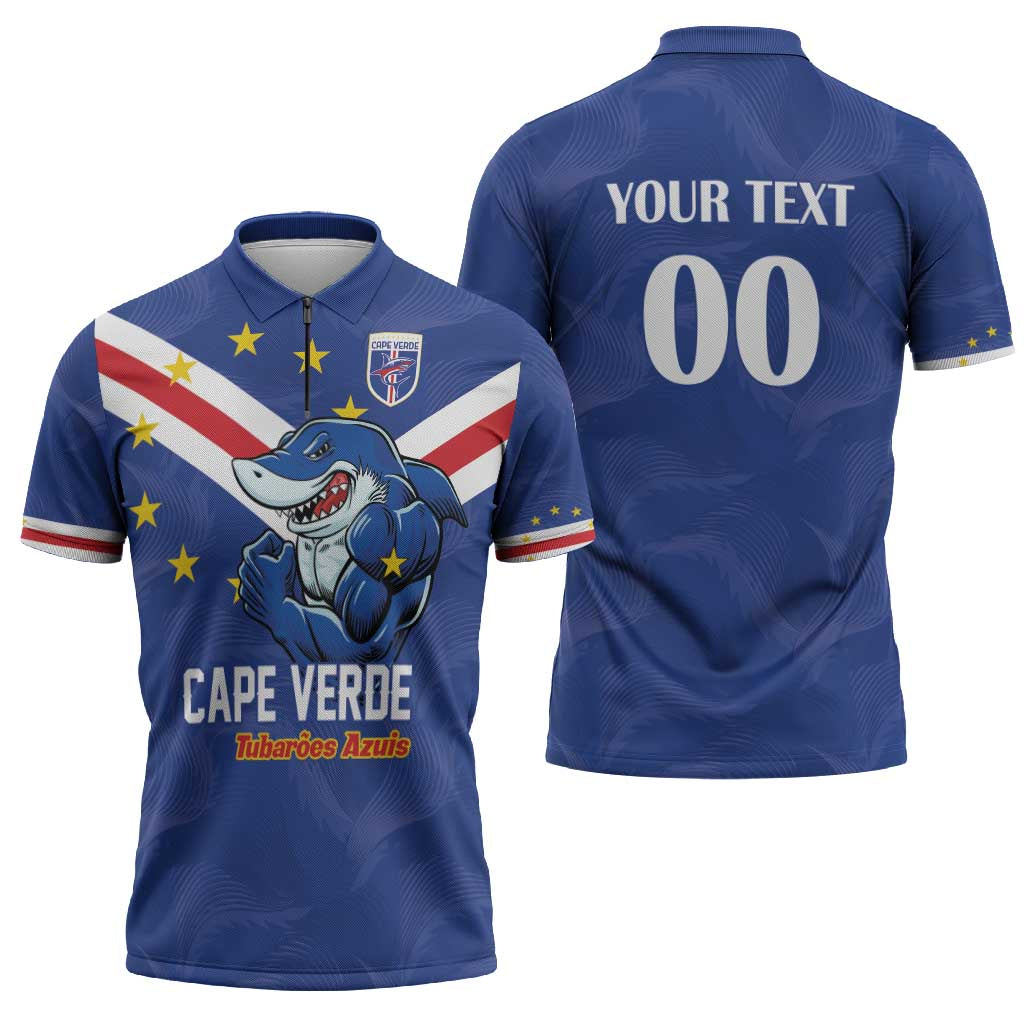 Custom Cape Verde Football Zipper Polo Shirt Tubaroes Azuis Make History - Wonder Print Shop