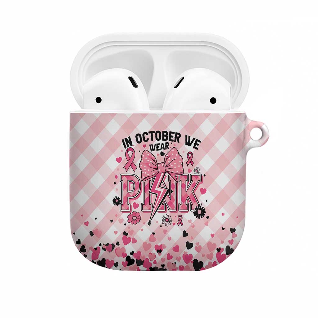 In October We Wear Pink AirPods Case Pink Pretty Bow Pastel Gingham - Wonder Print Shop