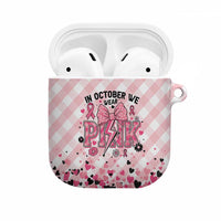In October We Wear Pink AirPods Case Pink Pretty Bow Pastel Gingham - Wonder Print Shop