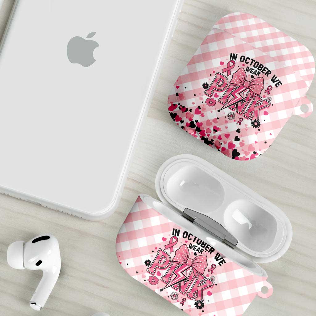 In October We Wear Pink AirPods Case Pink Pretty Bow Pastel Gingham - Wonder Print Shop