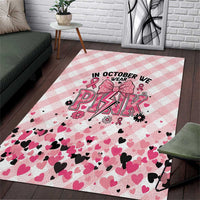 In October We Wear Pink Area Rug Pink Pretty Bow Pastel Gingham - Wonder Print Shop