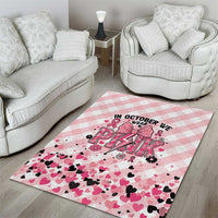 In October We Wear Pink Area Rug Pink Pretty Bow Pastel Gingham - Wonder Print Shop