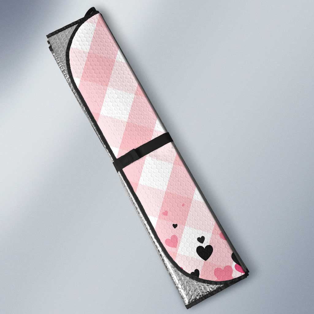 In October We Wear Pink Auto Sun Shade Pink Pretty Bow Pastel Gingham - Wonder Print Shop