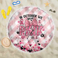 In October We Wear Pink Beach Blanket Pink Pretty Bow Pastel Gingham - Wonder Print Shop