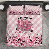 In October We Wear Pink Bedding Set Pink Pretty Bow Pastel Gingham - Wonder Print Shop