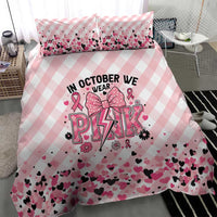 In October We Wear Pink Bedding Set Pink Pretty Bow Pastel Gingham - Wonder Print Shop