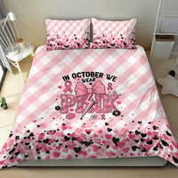 In October We Wear Pink Bedding Set Pink Pretty Bow Pastel Gingham - Wonder Print Shop