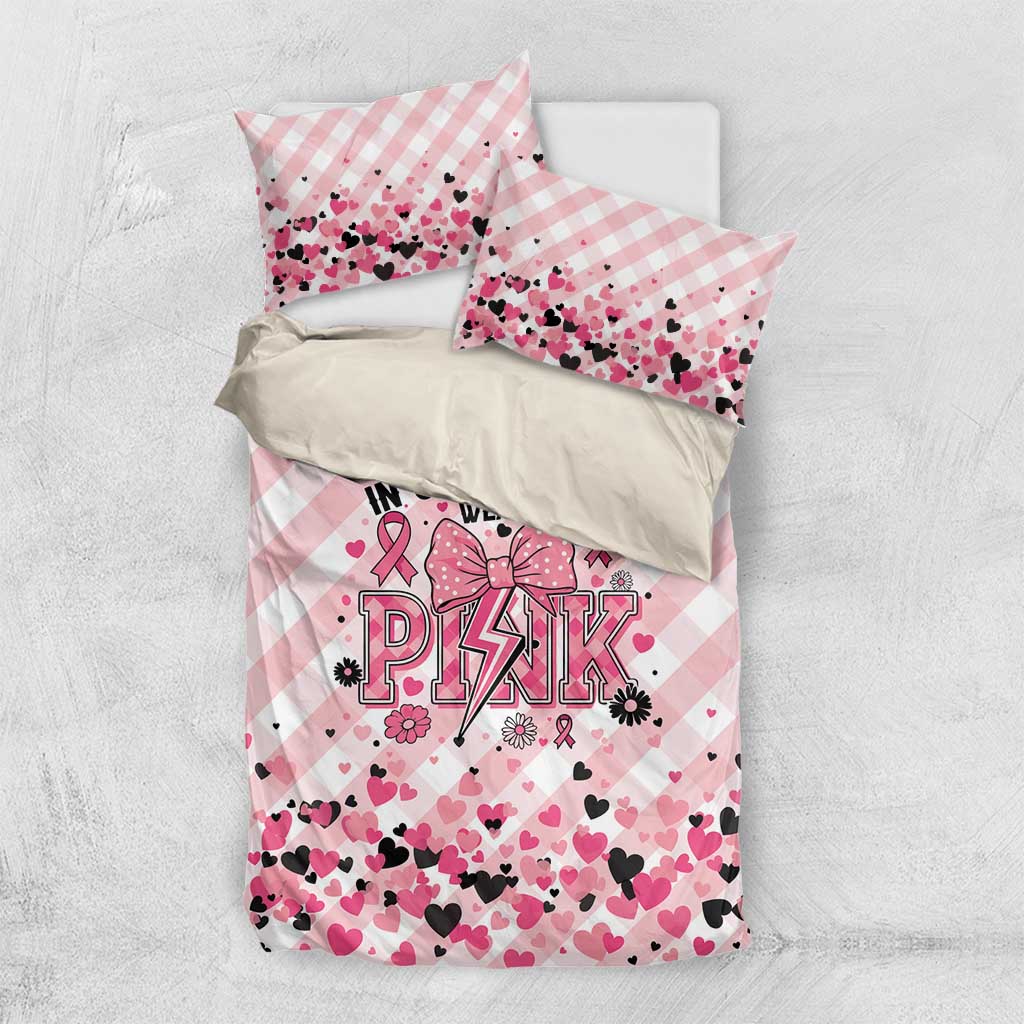 In October We Wear Pink Bedding Set Pink Pretty Bow Pastel Gingham - Wonder Print Shop