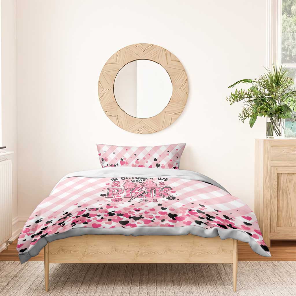 In October We Wear Pink Bedding Set Pink Pretty Bow Pastel Gingham - Wonder Print Shop