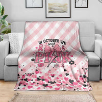 In October We Wear Pink Blanket Pink Pretty Bow Pastel Gingham - Wonder Print Shop