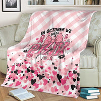 In October We Wear Pink Blanket Pink Pretty Bow Pastel Gingham - Wonder Print Shop