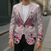 Personalized In October We Wear Pink Blazer Pink Pretty Bow Pastel Gingham - Wonder Print Shop