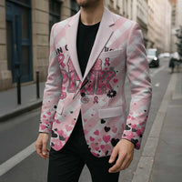 Personalized In October We Wear Pink Blazer Pink Pretty Bow Pastel Gingham - Wonder Print Shop