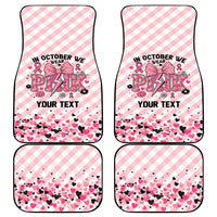 Personalized In October We Wear Pink Car Mats Pink Pretty Bow Pastel Gingham - Wonder Print Shop
