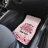 Personalized In October We Wear Pink Car Mats Pink Pretty Bow Pastel Gingham - Wonder Print Shop