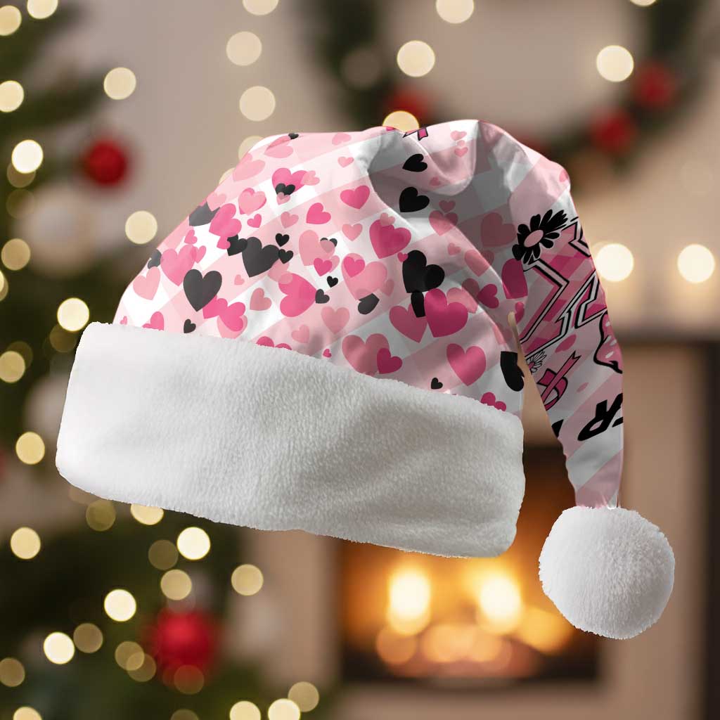 In October We Wear Pink Christmas Santa Hat Pink Pretty Bow Pastel Gingham - Wonder Print Shop