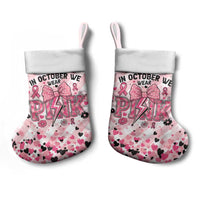 In October We Wear Pink Christmas Stocking Pink Pretty Bow Pastel Gingham - Wonder Print Shop