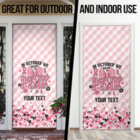 Personalized In October We Wear Pink Door Cover Pink Pretty Bow Pastel Gingham - Wonder Print Shop