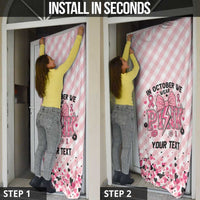 Personalized In October We Wear Pink Door Cover Pink Pretty Bow Pastel Gingham - Wonder Print Shop