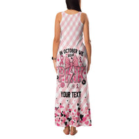 Personalized In October We Wear Pink Family Matching Tank Maxi Dress and Hawaiian Shirt Pink Pretty Bow Pastel Gingham - Wonder Print Shop