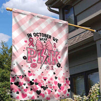 In October We Wear Pink Garden Flag Pink Pretty Bow Pastel Gingham - Wonder Print Shop