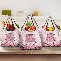 In October We Wear Pink Grocery Bag Pink Pretty Bow Pastel Gingham - Wonder Print Shop
