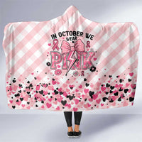 In October We Wear Pink Hooded Blanket Pink Pretty Bow Pastel Gingham - Wonder Print Shop