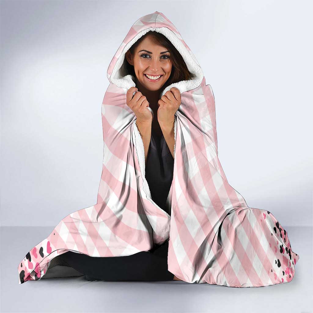 In October We Wear Pink Hooded Blanket Pink Pretty Bow Pastel Gingham - Wonder Print Shop