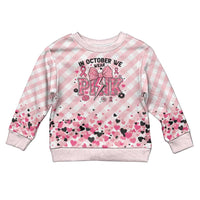 In October We Wear Pink Kid Ugly Christmas Sweater Pink Pretty Bow Pastel Gingham - Wonder Print Shop