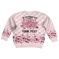 In October We Wear Pink Kid Ugly Christmas Sweater Pink Pretty Bow Pastel Gingham - Wonder Print Shop