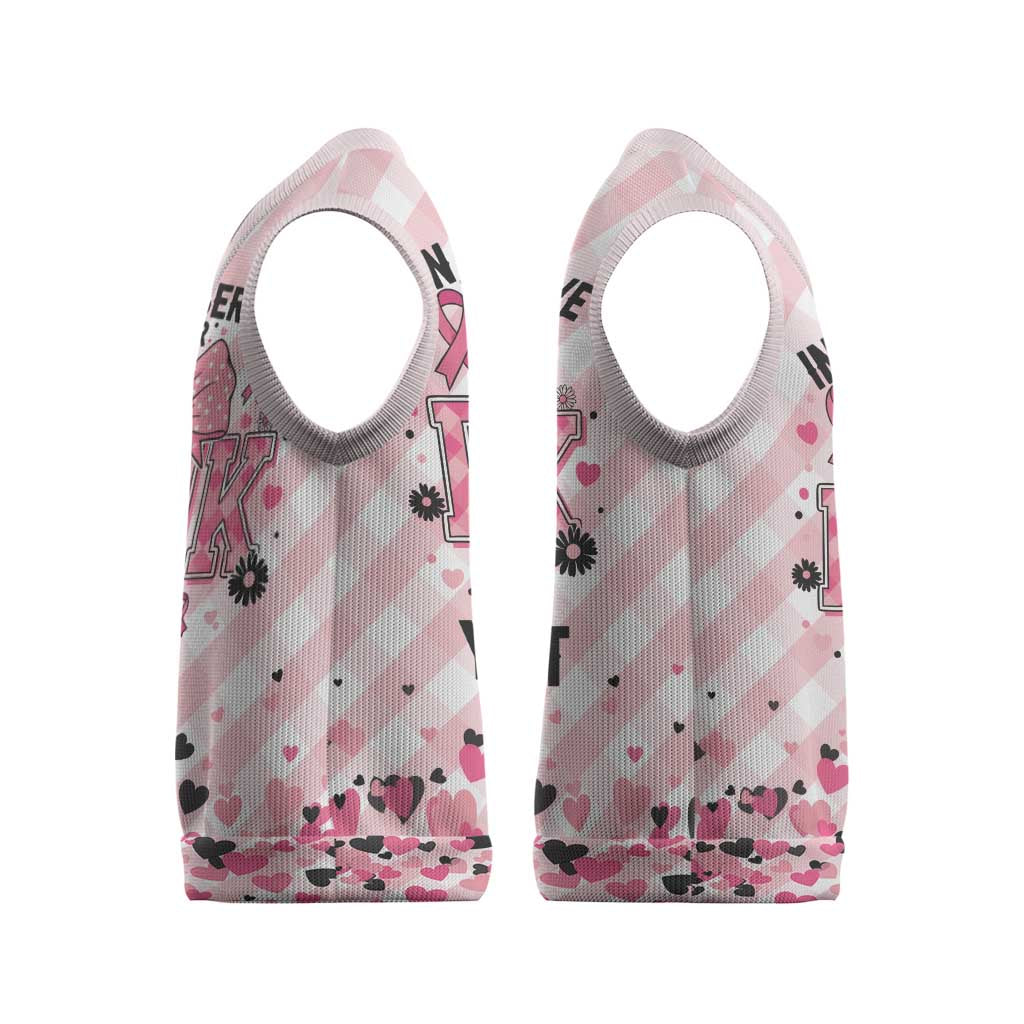In October We Wear Pink Christmas Knitted V-Neck Vest Pink Pretty Bow Pastel Gingham - Wonder Print Shop
