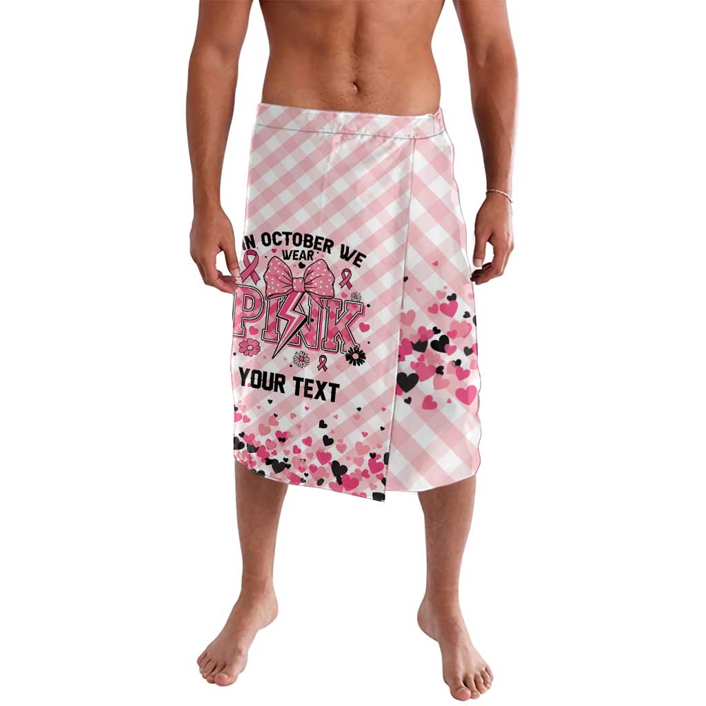 Personalized In October We Wear Pink Lavalava Pink Pretty Bow Pastel Gingham - Wonder Print Shop