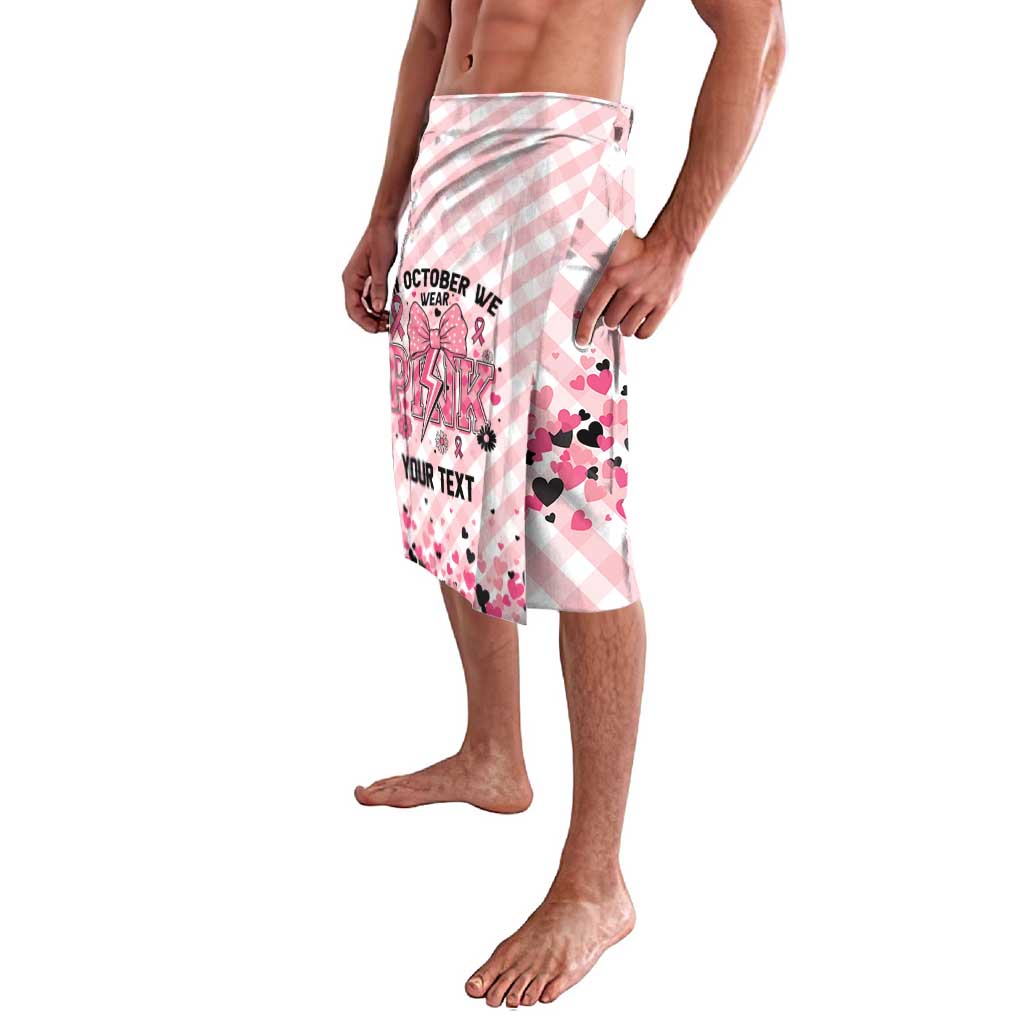 Personalized In October We Wear Pink Lavalava Pink Pretty Bow Pastel Gingham - Wonder Print Shop