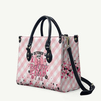 In October We Wear Pink Leather Bag Pink Pretty Bow Pastel Gingham - Wonder Print Shop