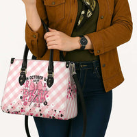 In October We Wear Pink Leather Bag Pink Pretty Bow Pastel Gingham - Wonder Print Shop