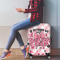 In October We Wear Pink Luggage Cover Pink Pretty Bow Pastel Gingham - Wonder Print Shop
