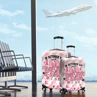 In October We Wear Pink Luggage Cover Pink Pretty Bow Pastel Gingham - Wonder Print Shop