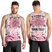 Personalized In October We Wear Pink Men Tank Top Pink Pretty Bow Pastel Gingham - Wonder Print Shop