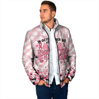 Personalized In October We Wear Pink Padded Jacket Pink Pretty Bow Pastel Gingham - Wonder Print Shop