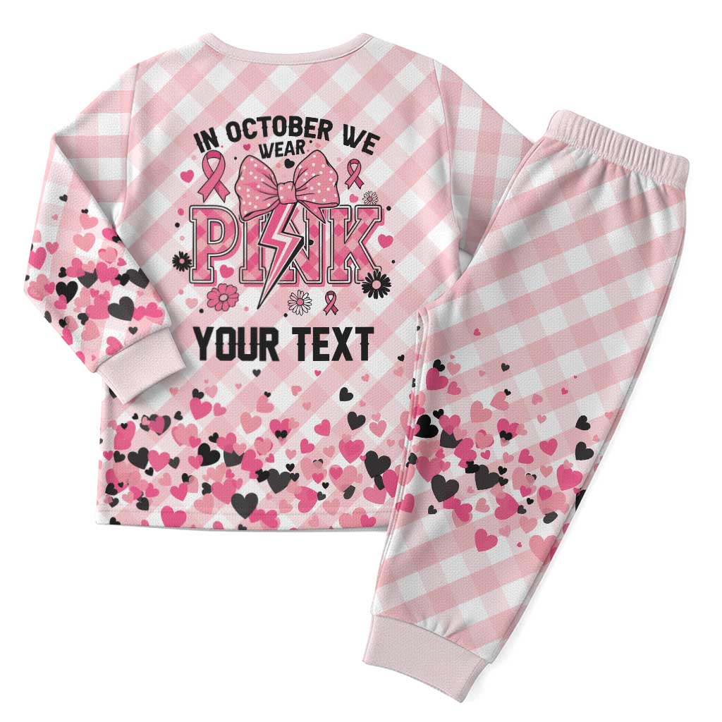 In October We Wear Pink Christmas Pajama Set Pink Pretty Bow Pastel Gingham - Wonder Print Shop