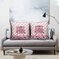 In October We Wear Pink Pillow Cover Pink Pretty Bow Pastel Gingham - Wonder Print Shop