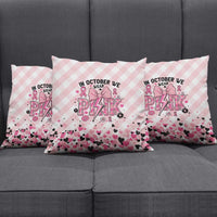 In October We Wear Pink Pillow Cover Pink Pretty Bow Pastel Gingham - Wonder Print Shop