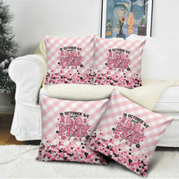 In October We Wear Pink Pillow Cover Pink Pretty Bow Pastel Gingham - Wonder Print Shop