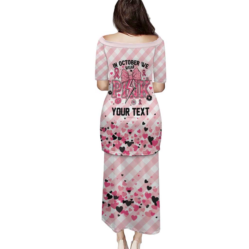 Personalized In October We Wear Pink Puletasi Pink Pretty Bow Pastel Gingham - Wonder Print Shop