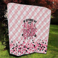 In October We Wear Pink Quilt Pink Pretty Bow Pastel Gingham - Wonder Print Shop