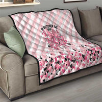 In October We Wear Pink Quilt Pink Pretty Bow Pastel Gingham - Wonder Print Shop